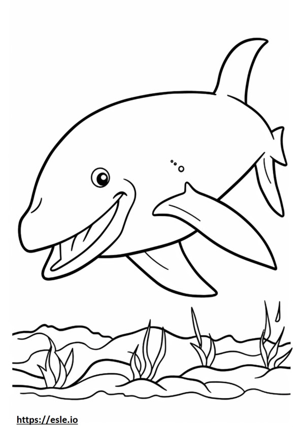 Blue Whale happy coloring page