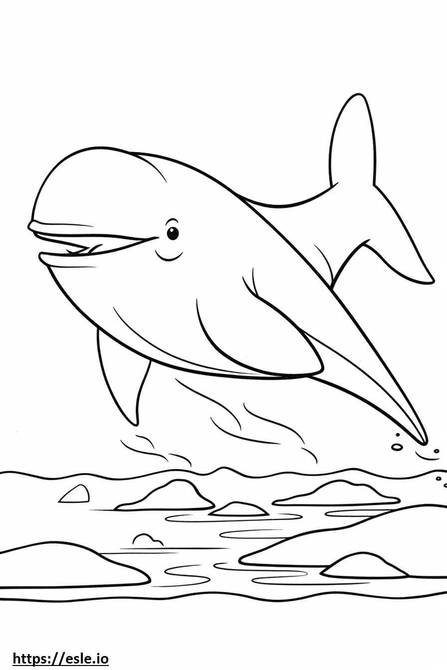 Baleia Azul feliz para colorir