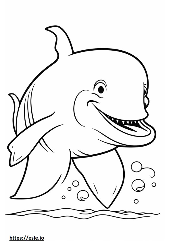 Blue Whale happy coloring page
