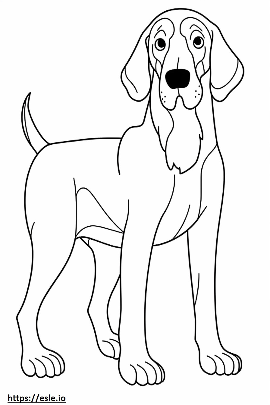 Bluetick Coonhound Kawaii para colorir
