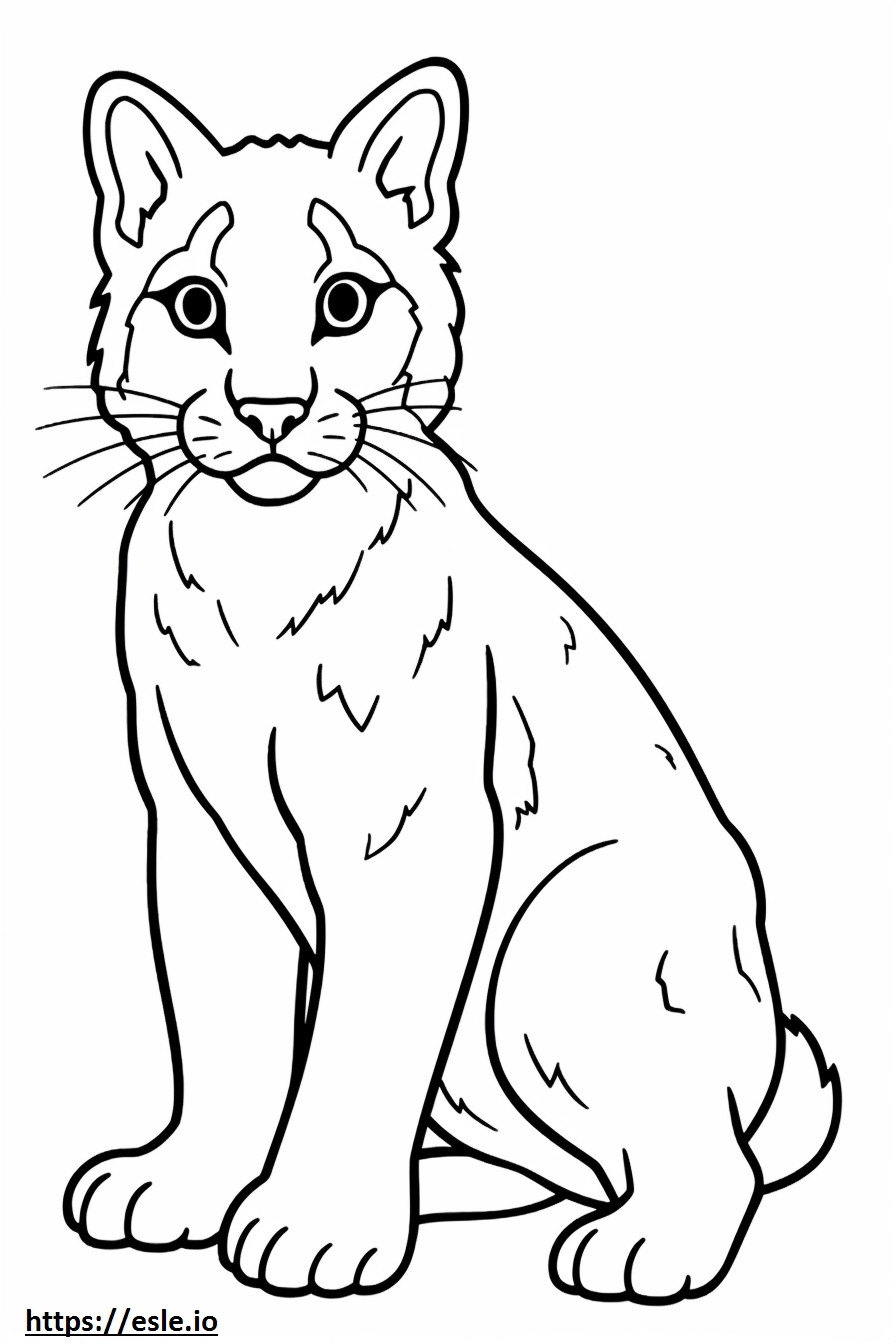 Coloriage Lynx roux Kawaii à imprimer