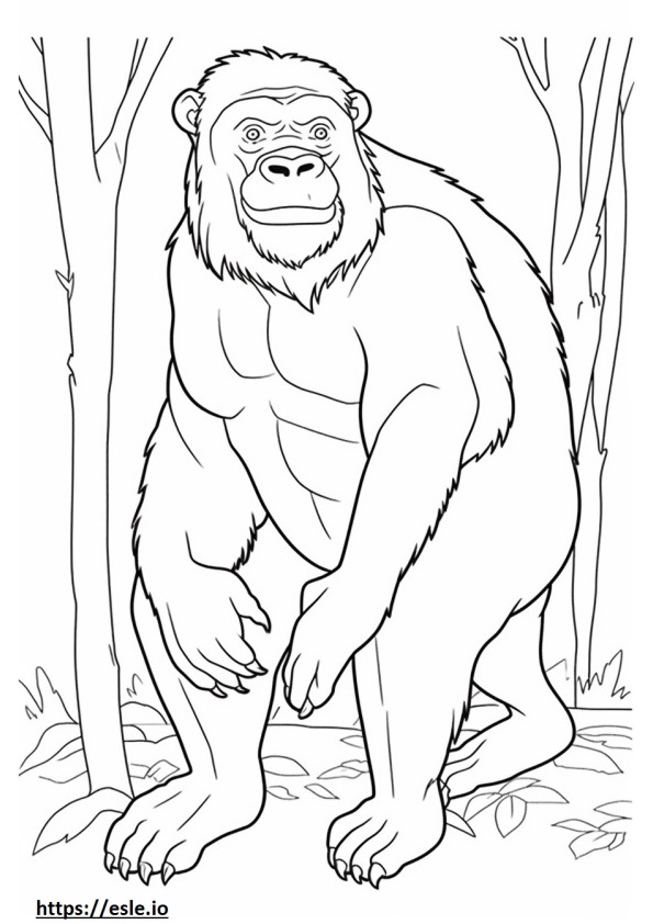 Bonobo happy coloring page
