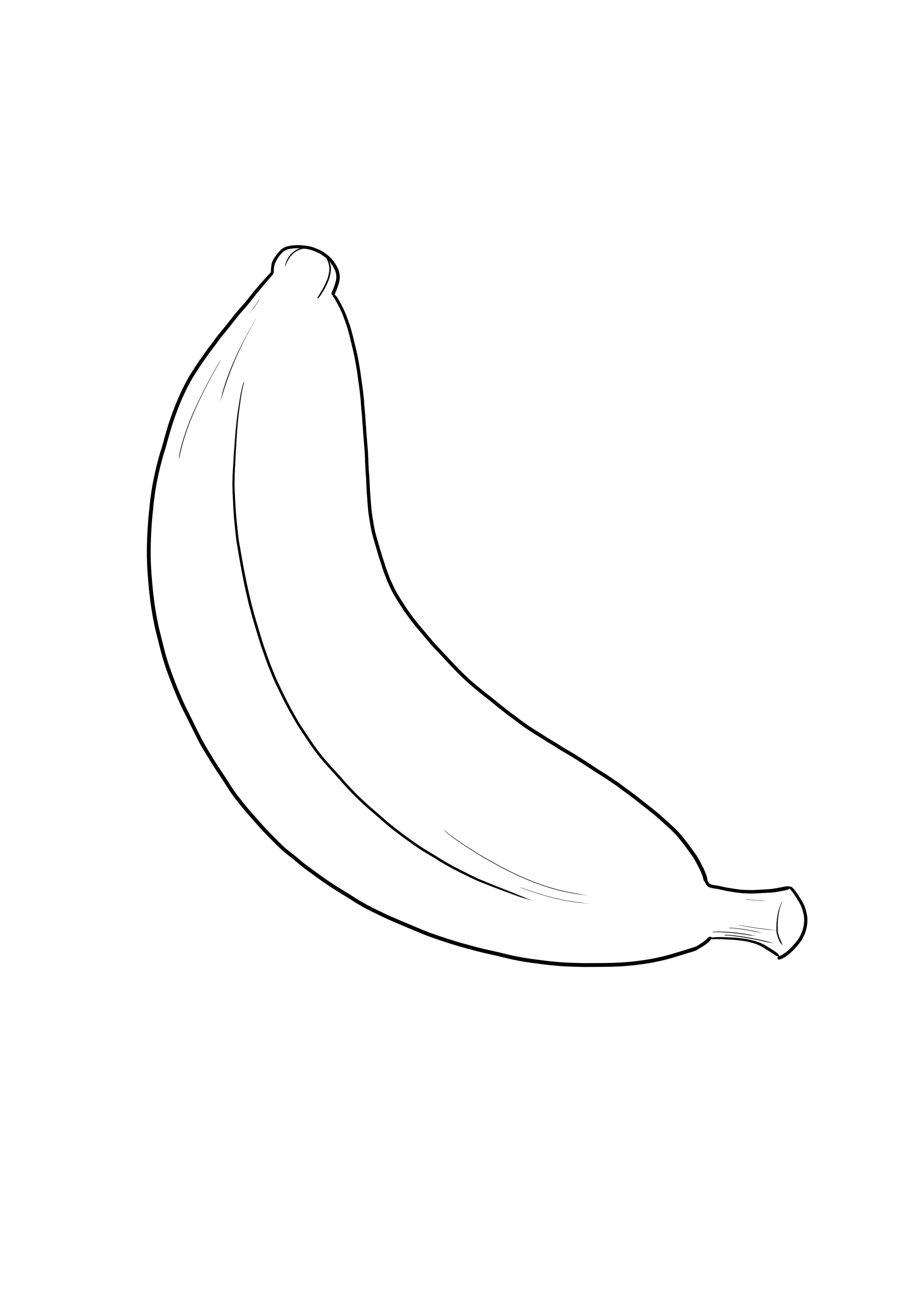 Facile da colorare l'immagine della banana gratuitamente per i bambini di tutte le età