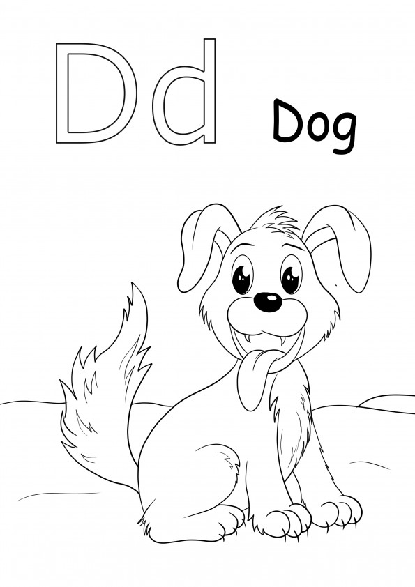 Letter D coloring sheet simple color and free to download