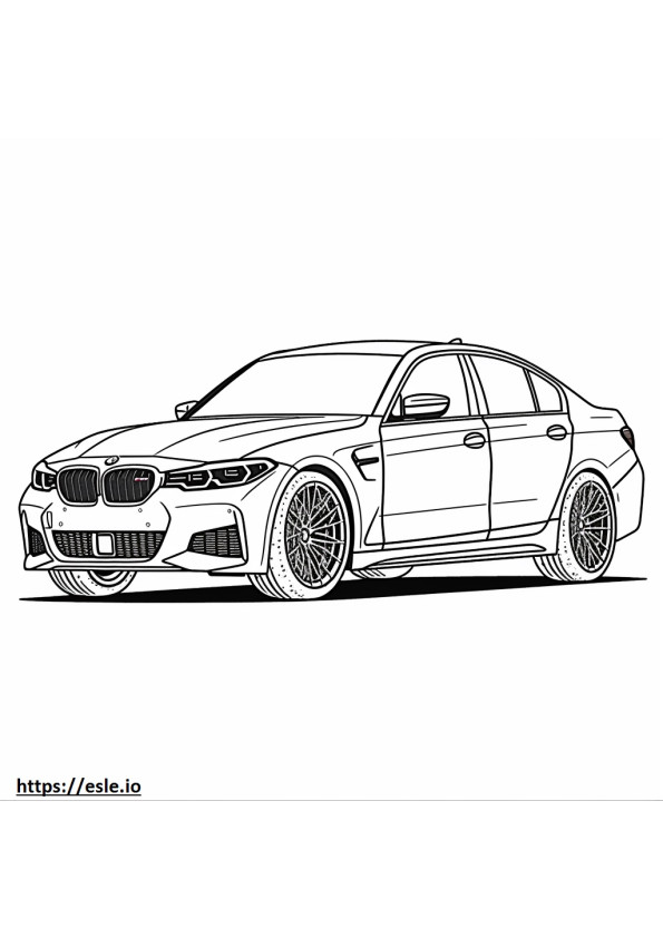 BMW M3 Competitie Sedan 2024 kleurplaat