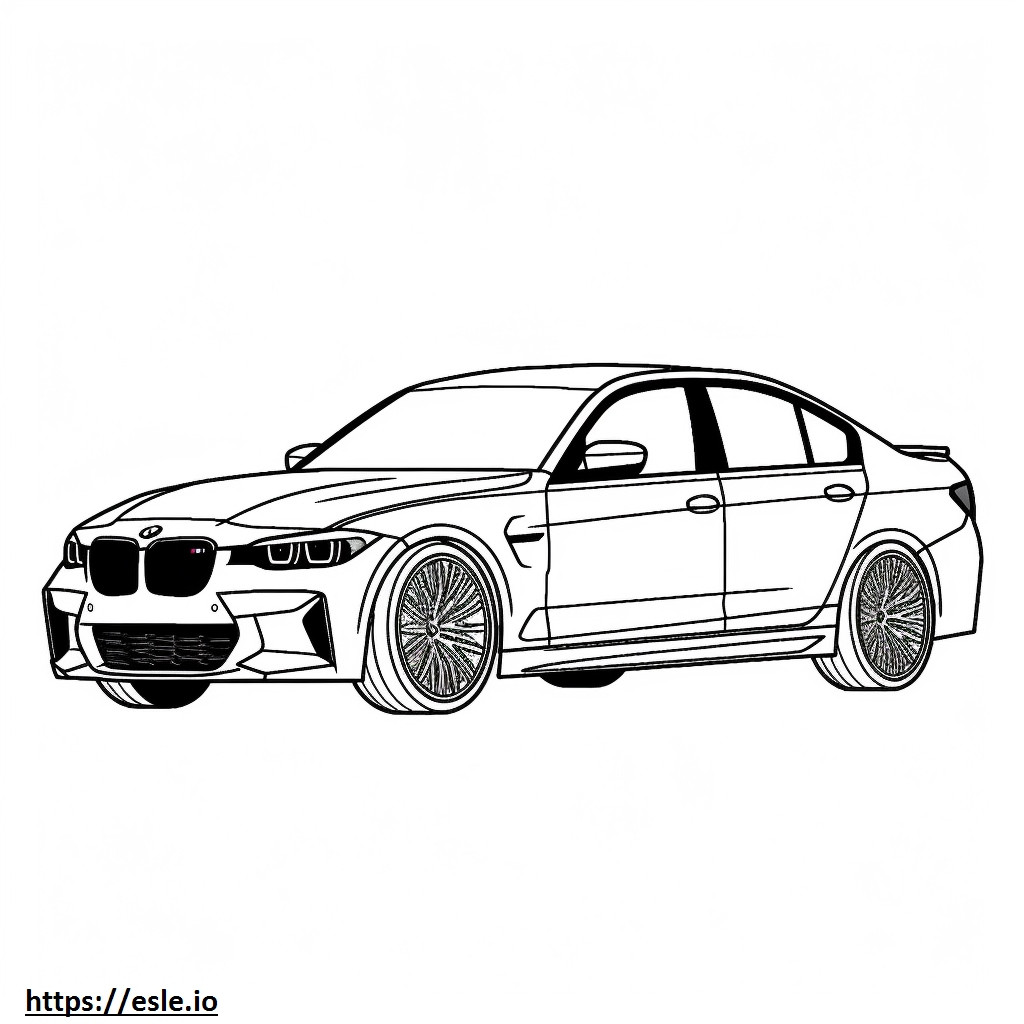 BMW M3 Kompetisi M xDrive Sedan 2024 gambar mewarnai