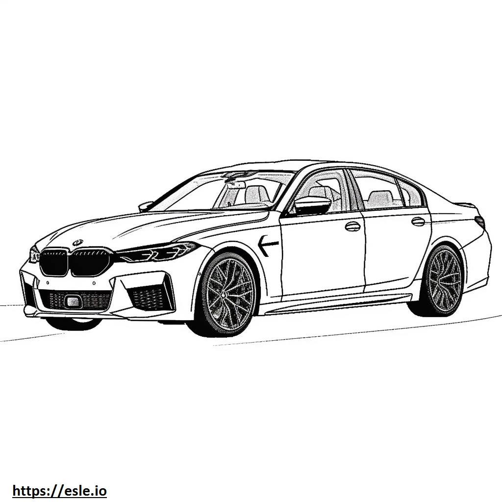 BMW M3 Kompetisi M xDrive Sedan 2024 gambar mewarnai