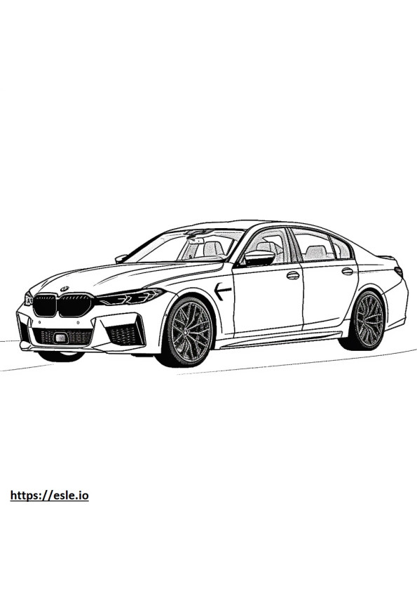BMW M3 コンペティション M xDrive セダン 2024 ぬりえ - 塗り絵