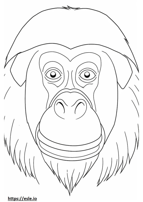 Coloriage Visage d'orang-outan de Bornéo à imprimer