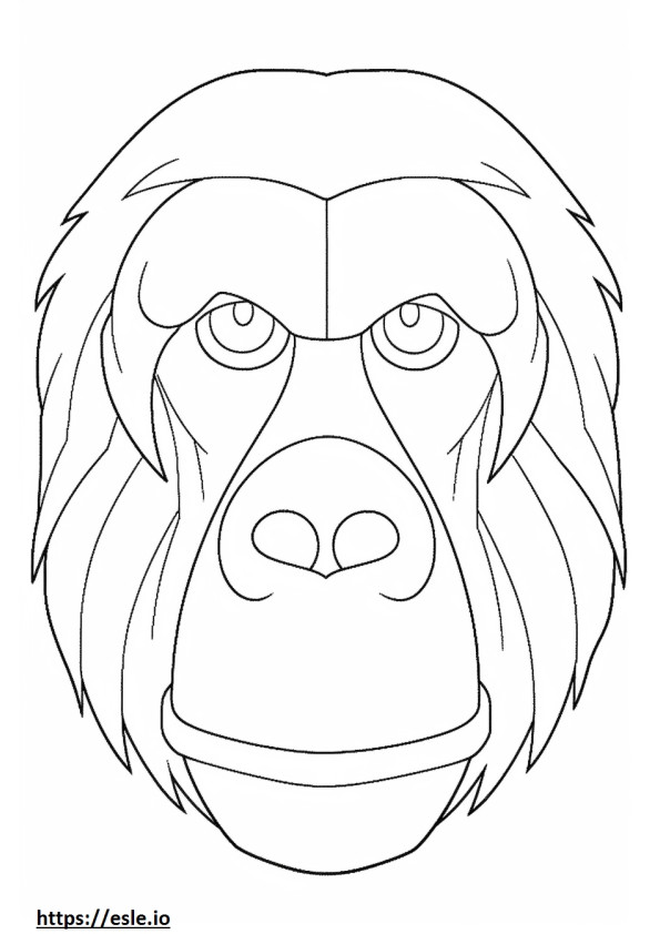 Rosto de orangotango de Bornéu para colorir
