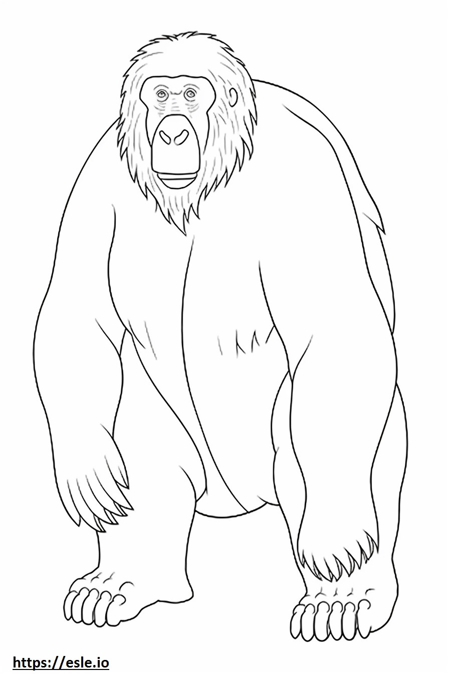 Bornean Orangutan full body coloring page