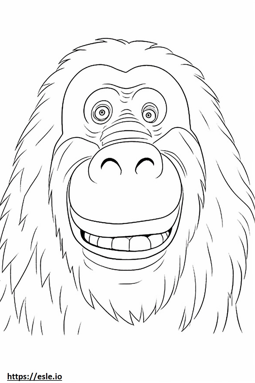 Emoji del sorriso dell'orango del Borneo da colorare