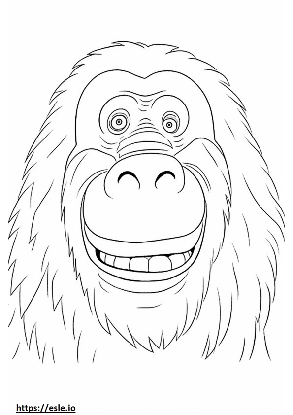 Emoji del sorriso dell'orango del Borneo da colorare