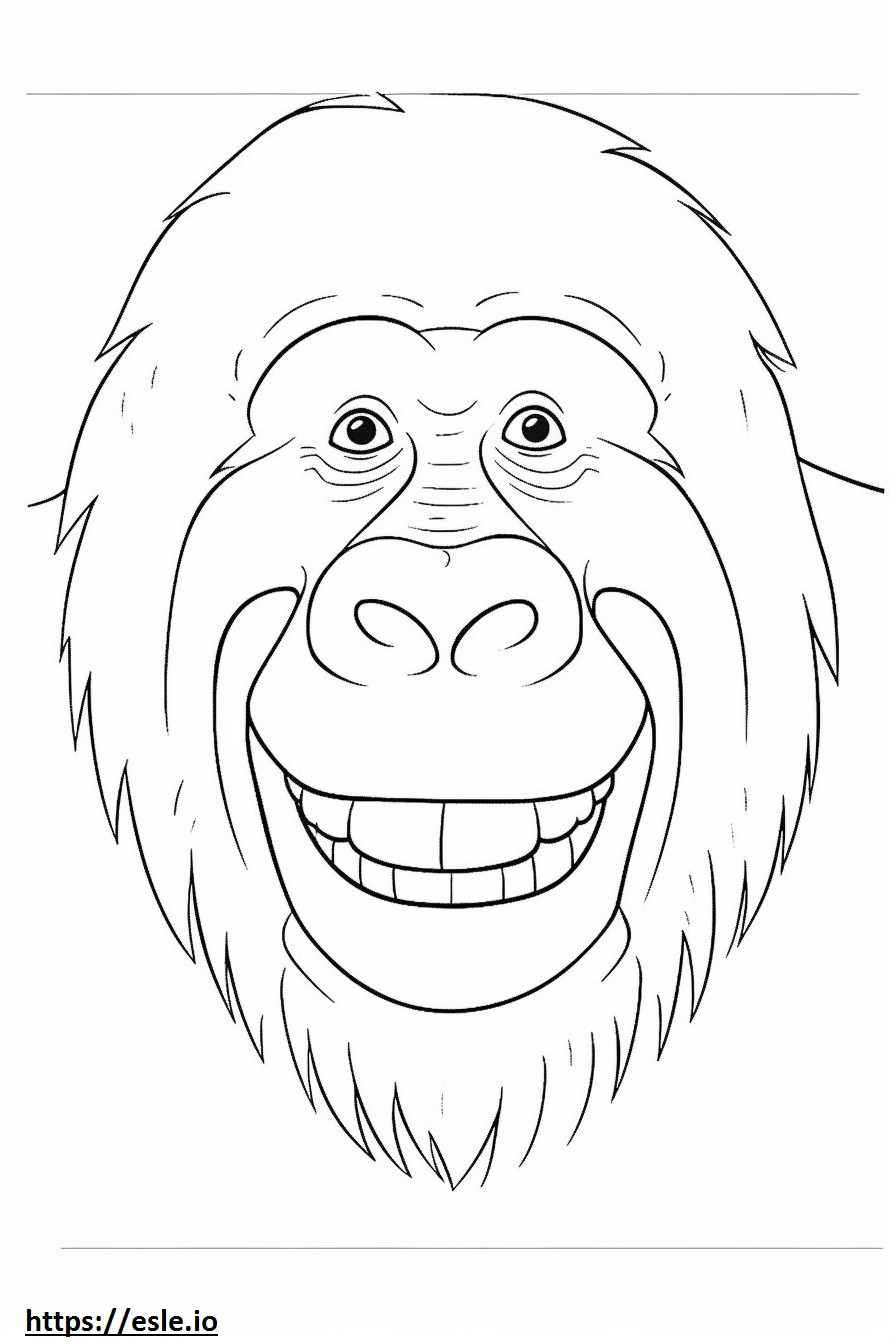 Emoji de sorriso de orangotango de Bornéu para colorir