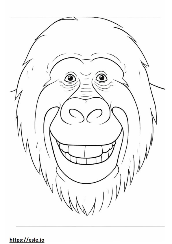 Borneo-Orang-Utan-Lächeln-Emoji ausmalbild