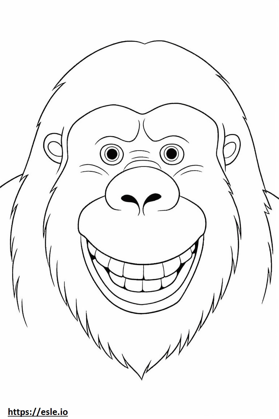 Emoji de sonrisa de orangután de Borneo para colorear e imprimir