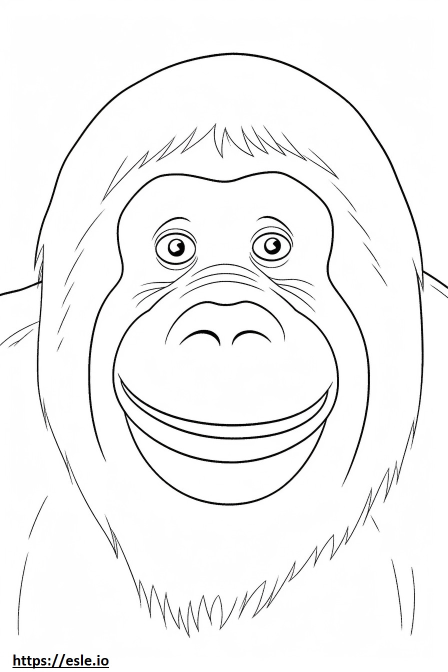 Emoji de sorriso de orangotango de Bornéu para colorir