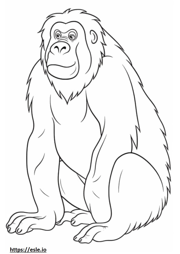 Bornean Orangutan sarjakuva värityskuva