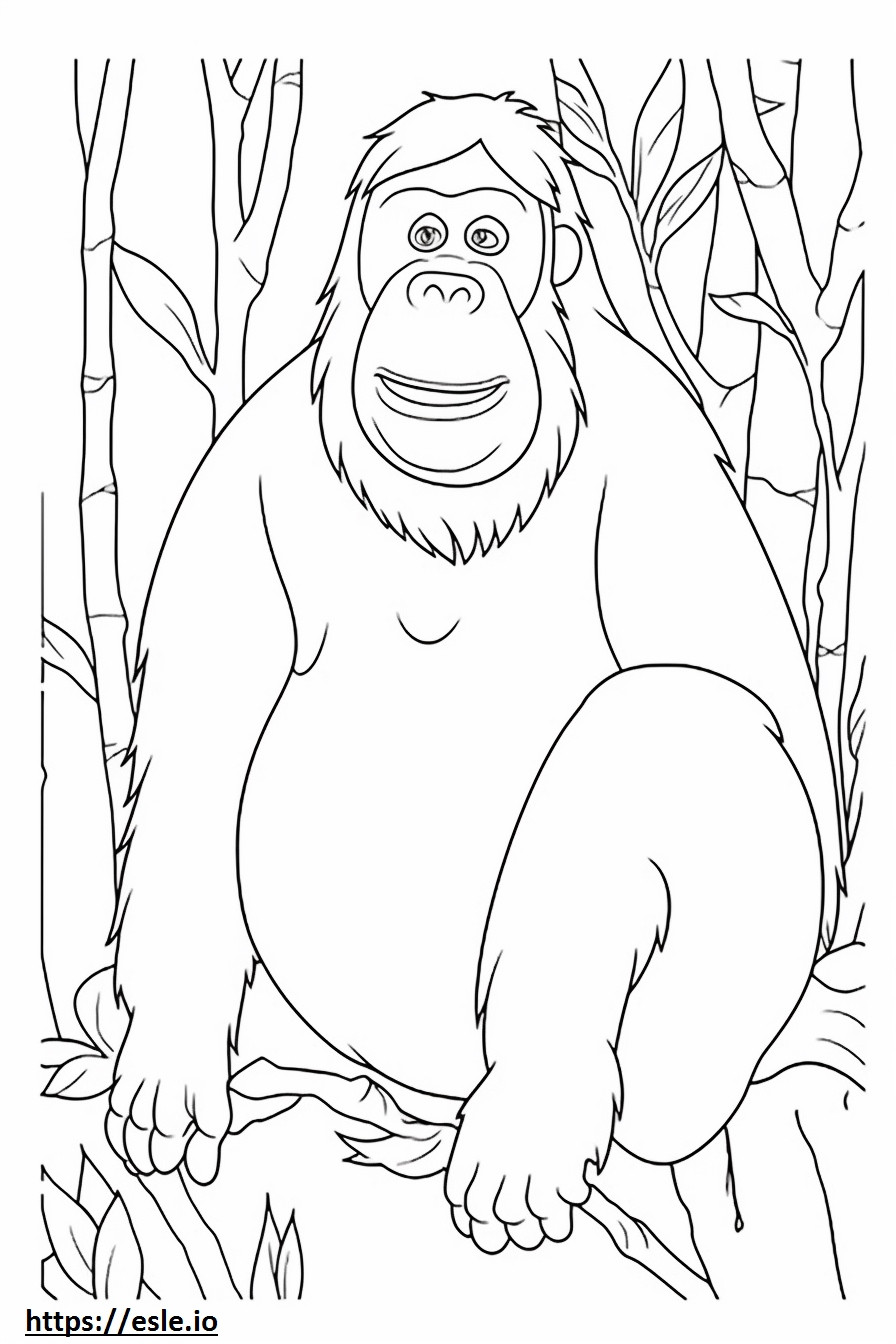 Orangután de Borneo feliz para colorear e imprimir