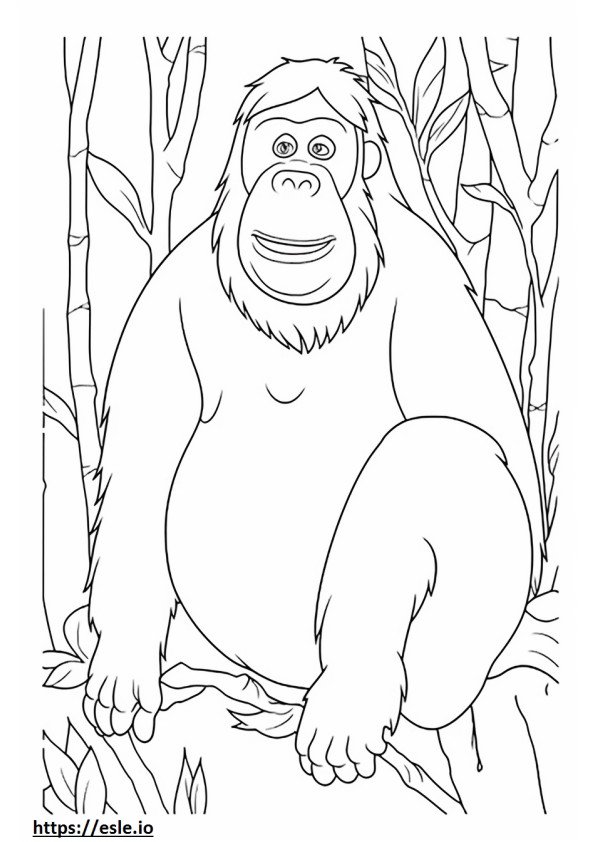 Orangotango de Bornéu feliz para colorir