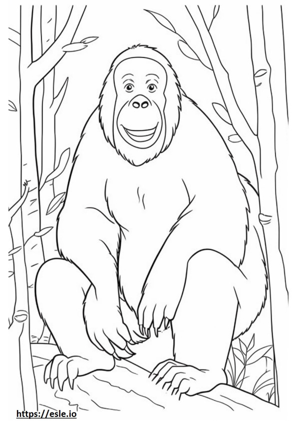 Bornean Orangutan happy coloring page