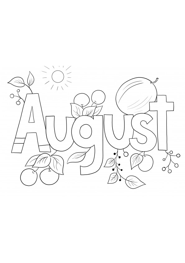 Monat August zum Ausmalen oder druckfrei