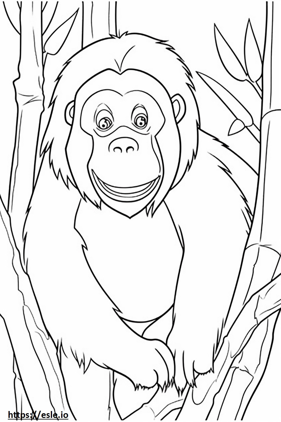 Orangotango de Bornéu feliz para colorir