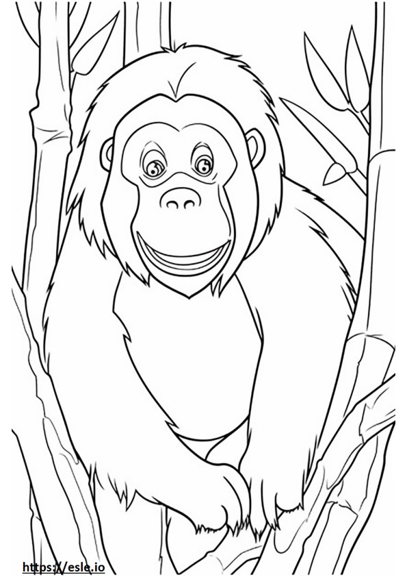 Orangután de Borneo feliz para colorear e imprimir