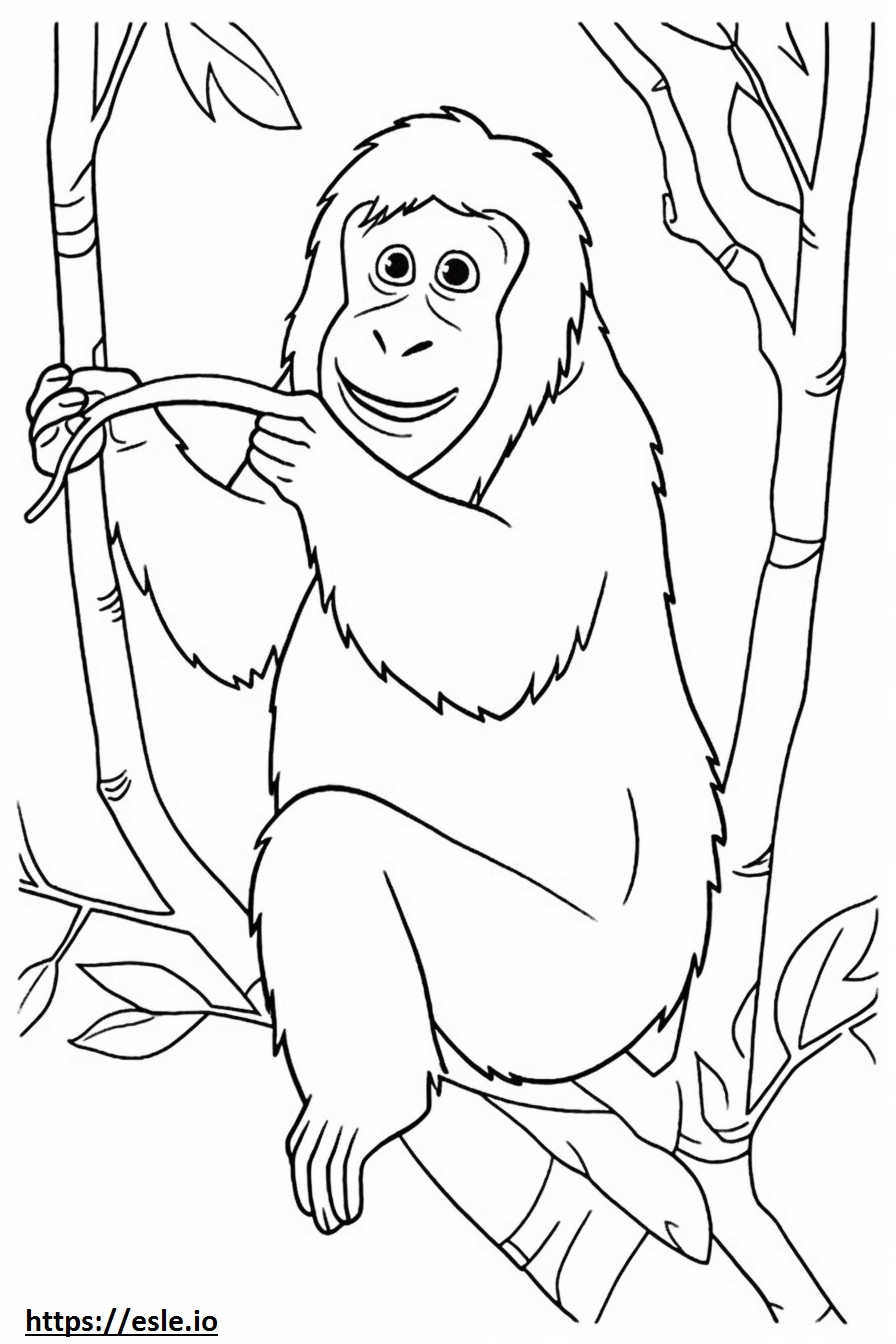 Borneose orang-oetan speelt kleurplaat kleurplaat