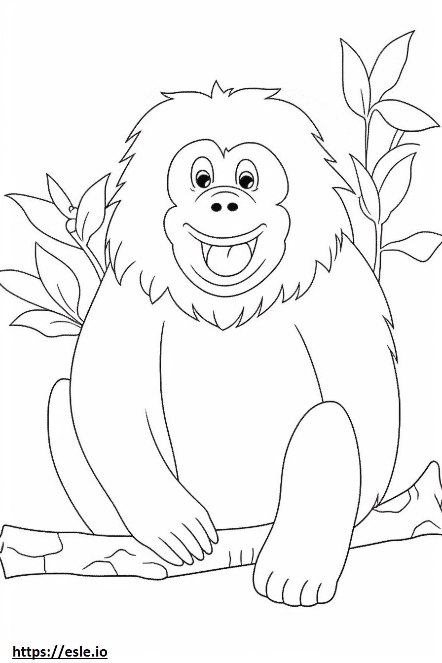 Orangotango de Bornéu Kawaii para colorir