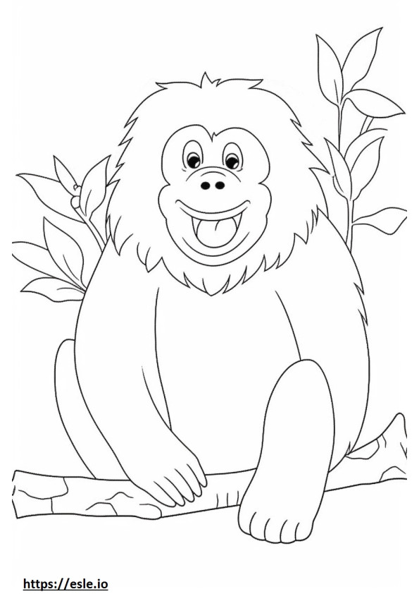 Orangután de Borneo Kawaii para colorear e imprimir