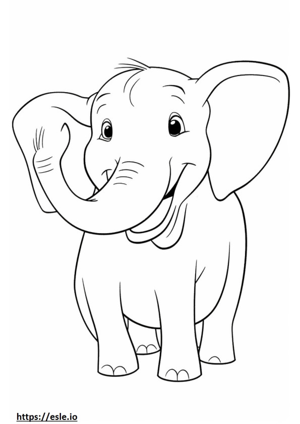 Borneo-Elefant-Lächeln-Emoji ausmalbild