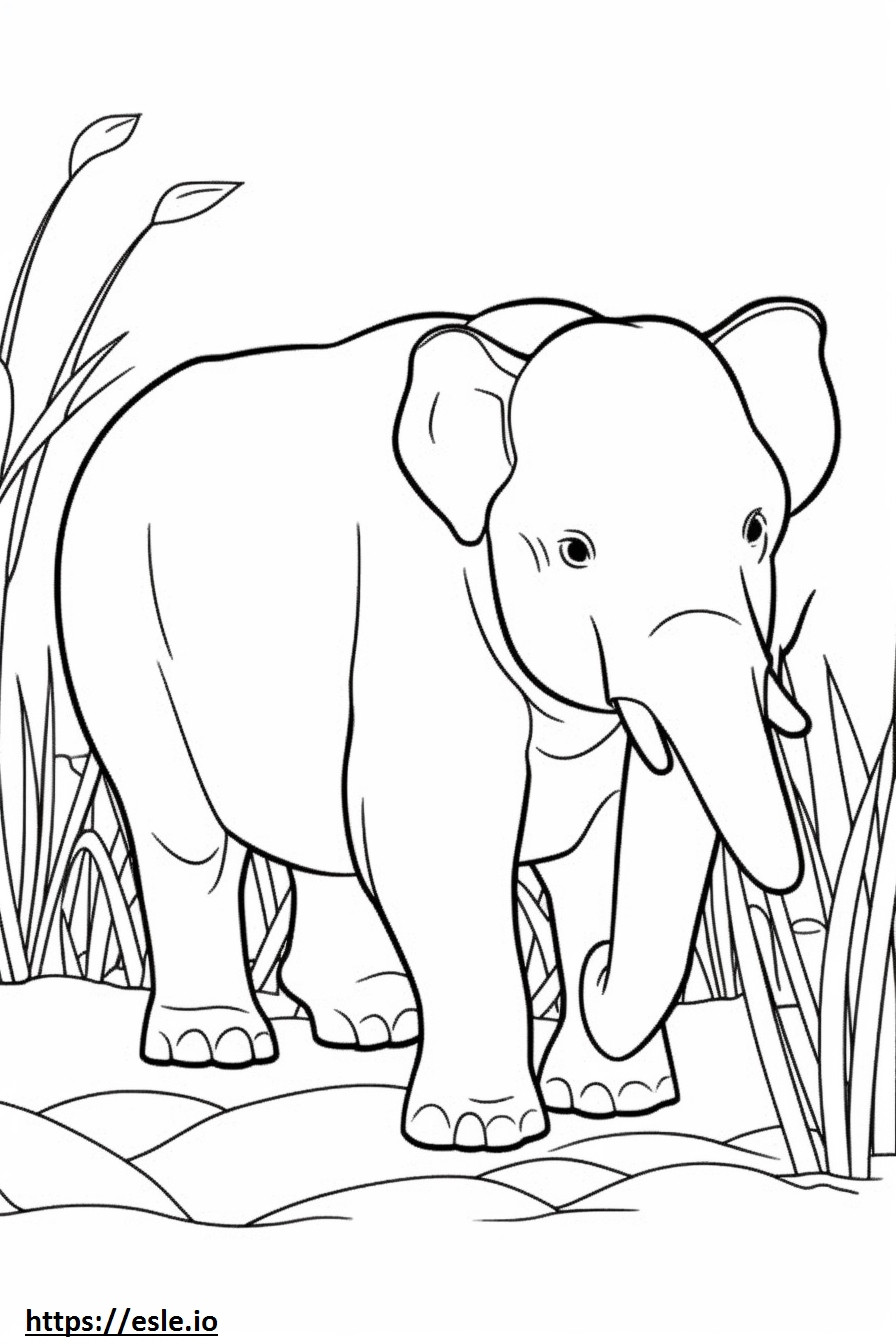 Coloriage Caricature d'éléphant de Bornéo à imprimer