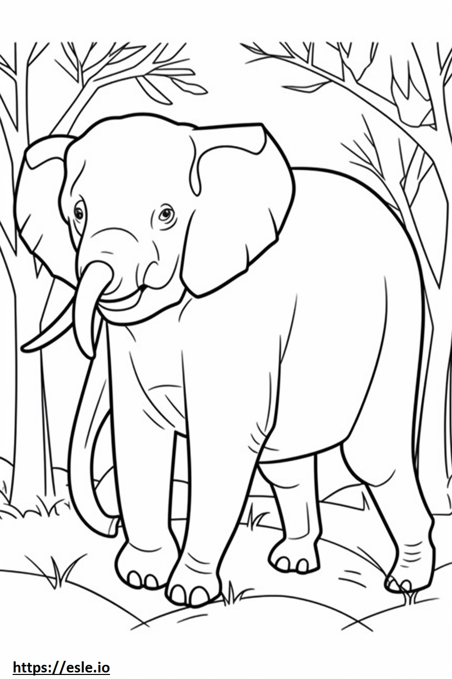 Coloriage Caricature d'éléphant de Bornéo à imprimer