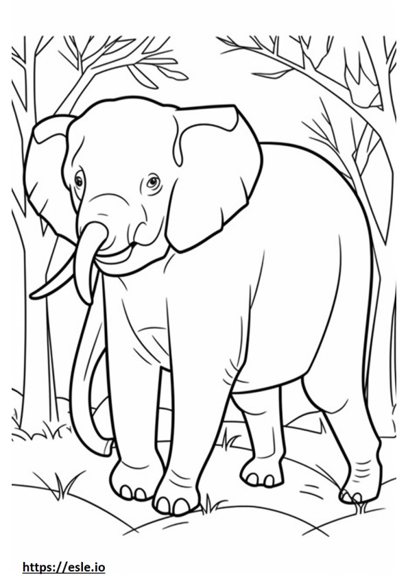 Borneo Elephant cartoon coloring page