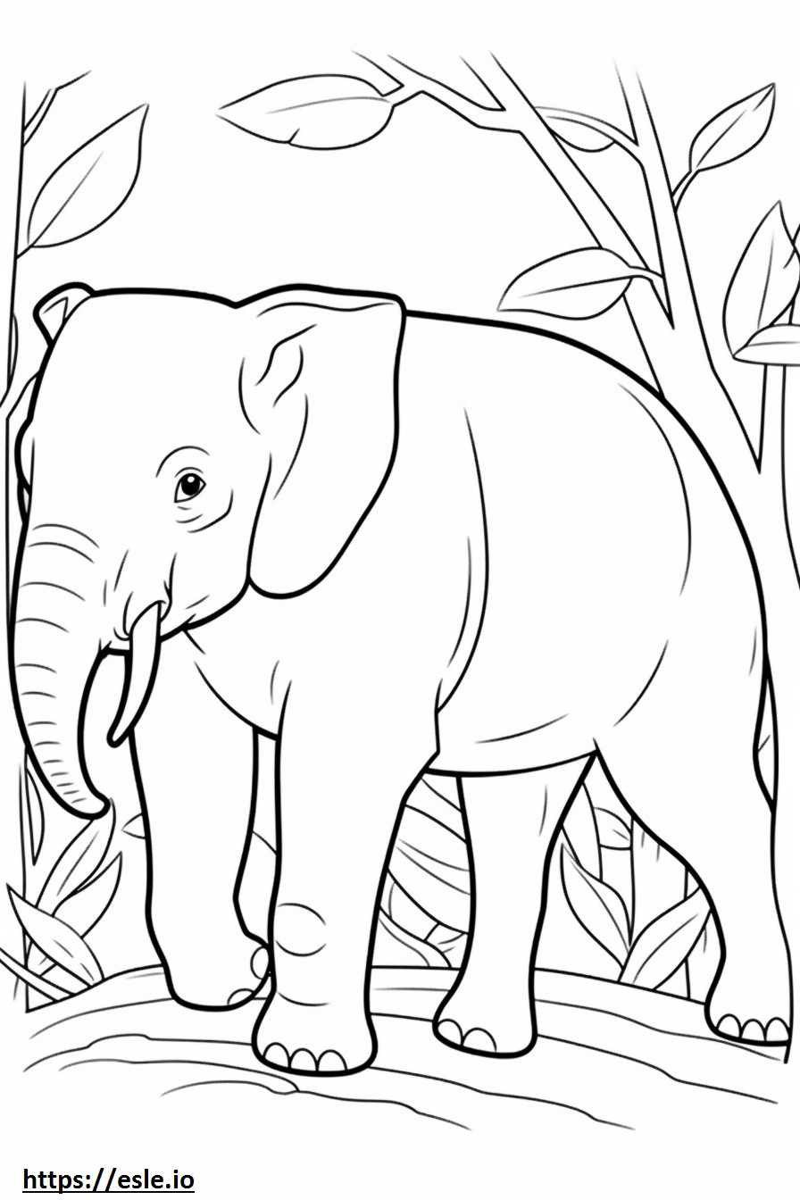 Coloriage Éléphant de Bornéo mignon à imprimer