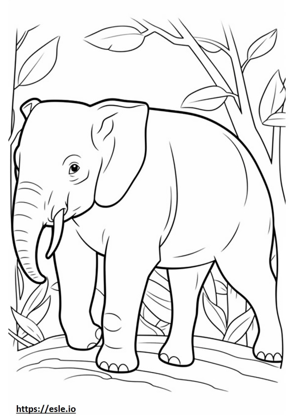 Borneon elefantti söpö värityskuva