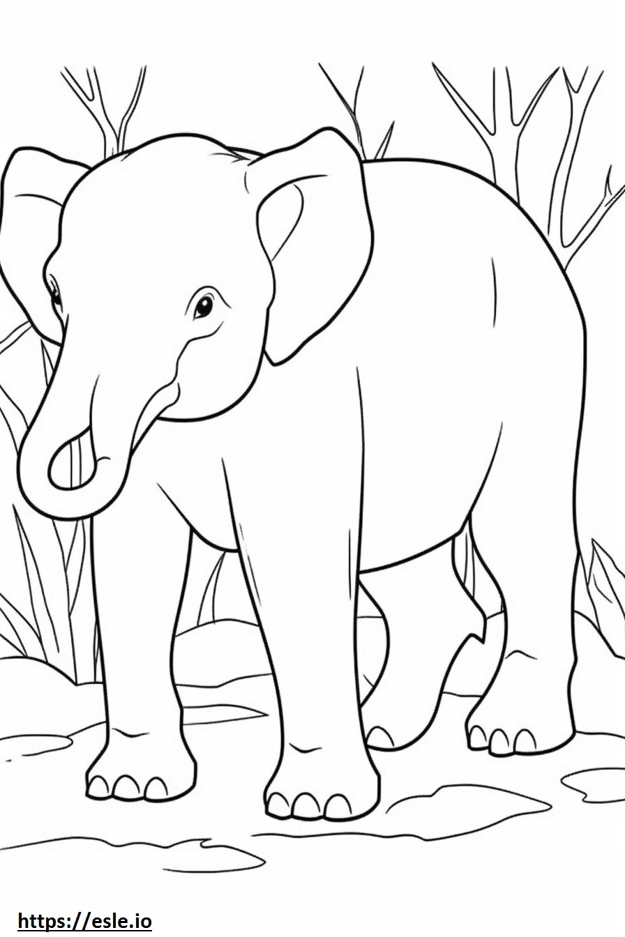 Elefante del Borneo carino da colorare
