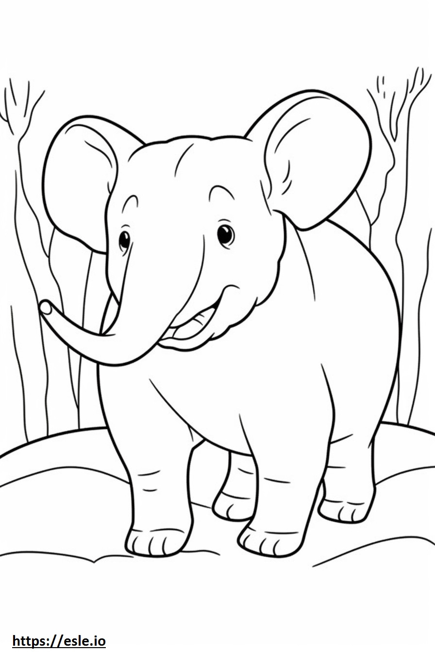 Elefante de Bornéu feliz para colorir
