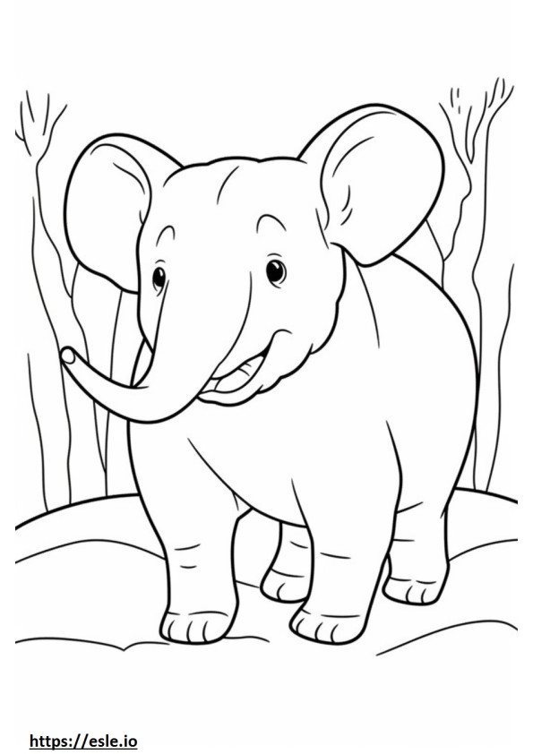 Elefante del Borneo felice da colorare