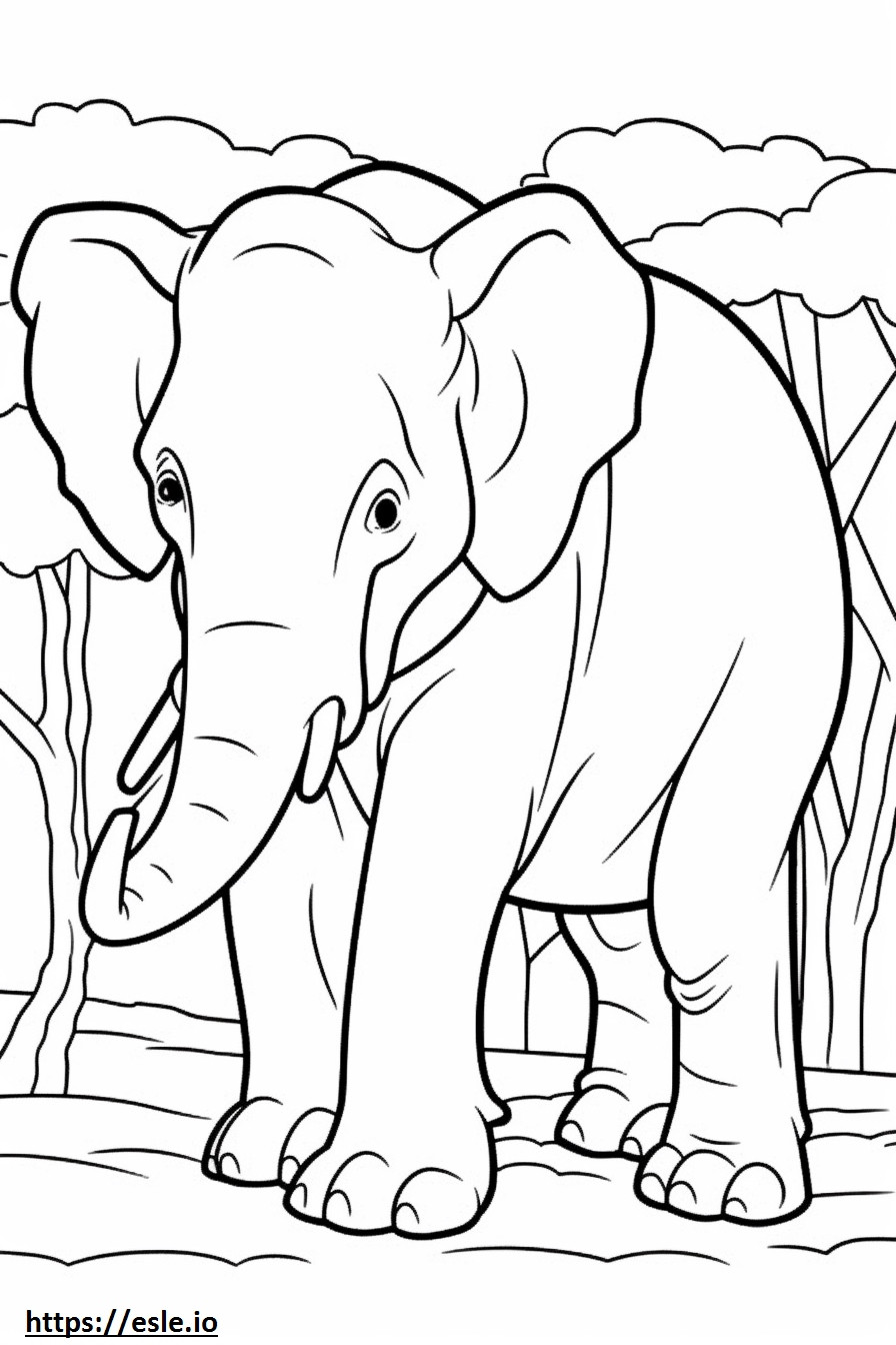 Coloriage Éléphant de Bornéo heureux à imprimer