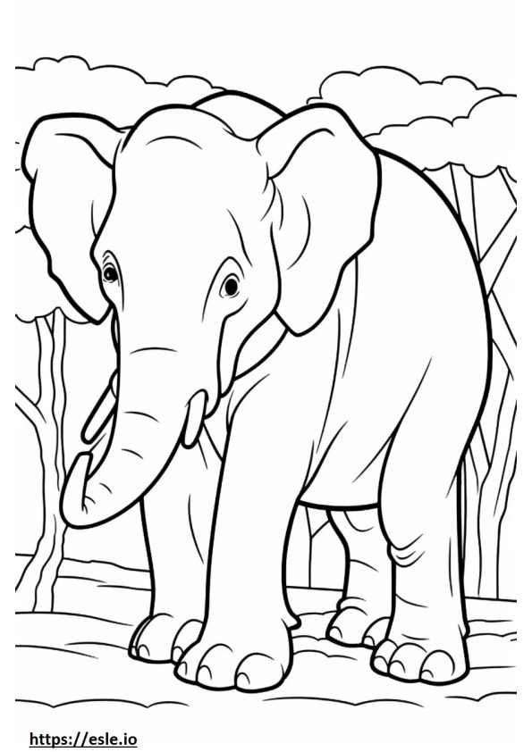 Coloriage Éléphant de Bornéo heureux à imprimer