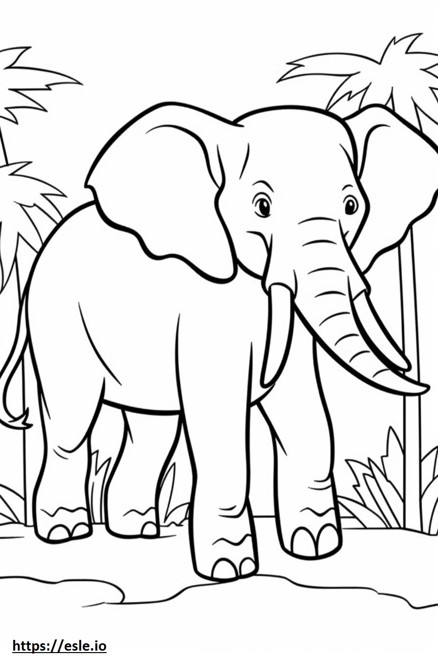 Elefante de Bornéu feliz para colorir