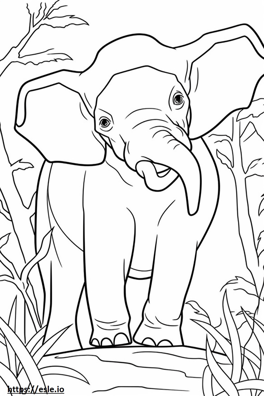 Elefante de Borneo feliz para colorear e imprimir