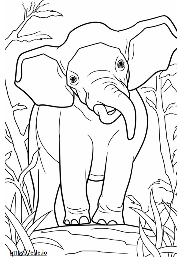 Borneo-olifant blij kleurplaat