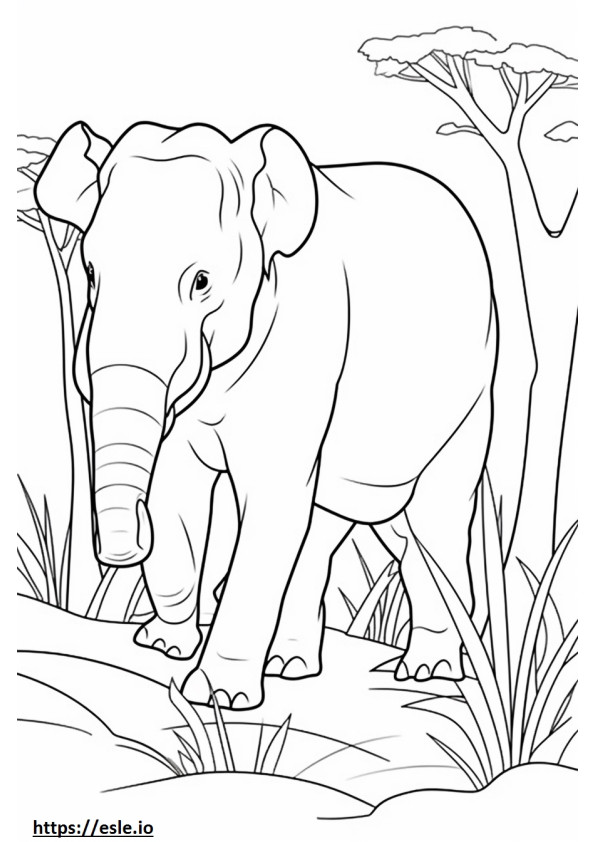 Elefante de Borneo jugando para colorear e imprimir