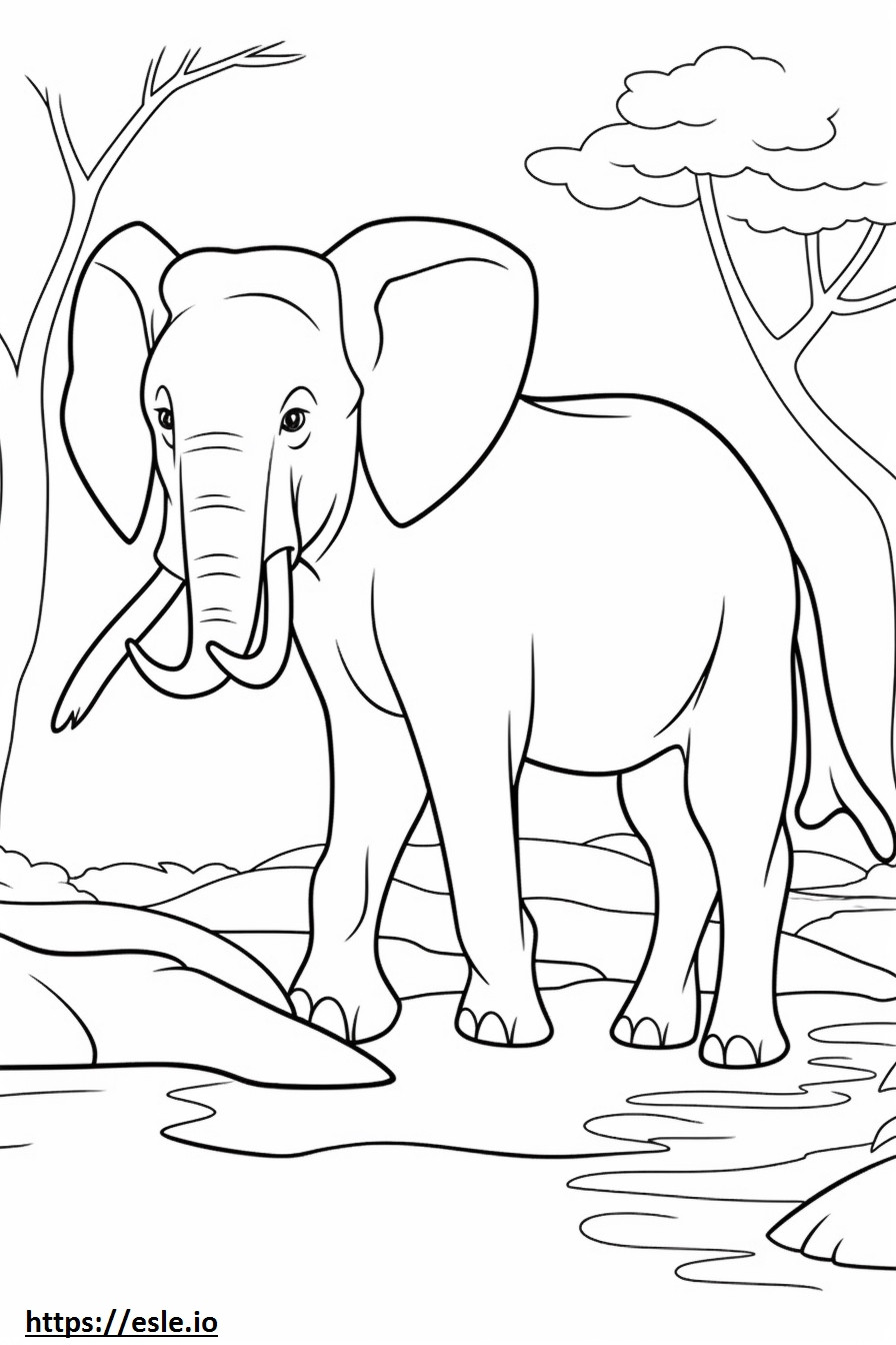 Elefante de Bornéu brincando para colorir