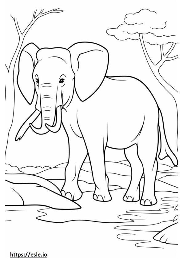 Borneon elefantti leikkii värityskuva