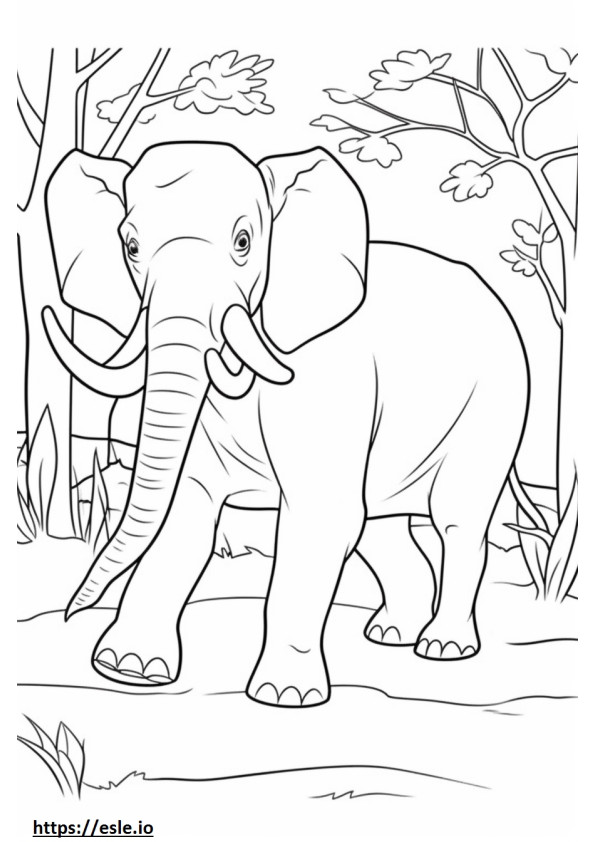 Borneo-olifant speelt kleurplaat