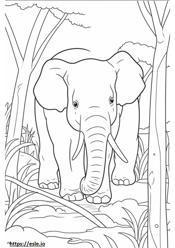 Borneo amigable con los elefantes para colorear e imprimir